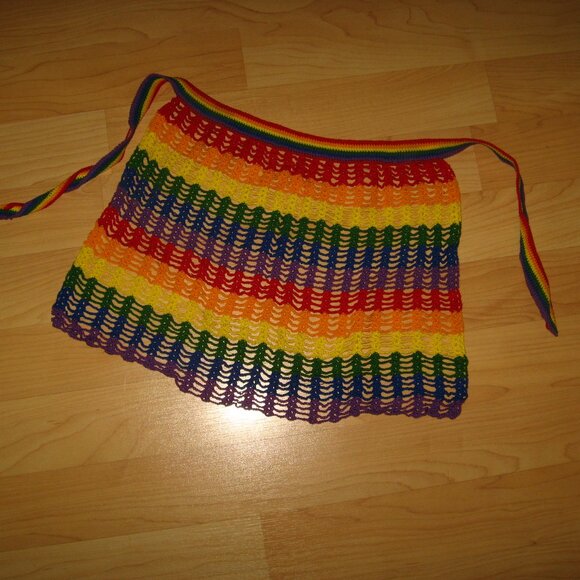 Gay Pride Rainbow Crochet Apron Small - Picture 1 of 5
